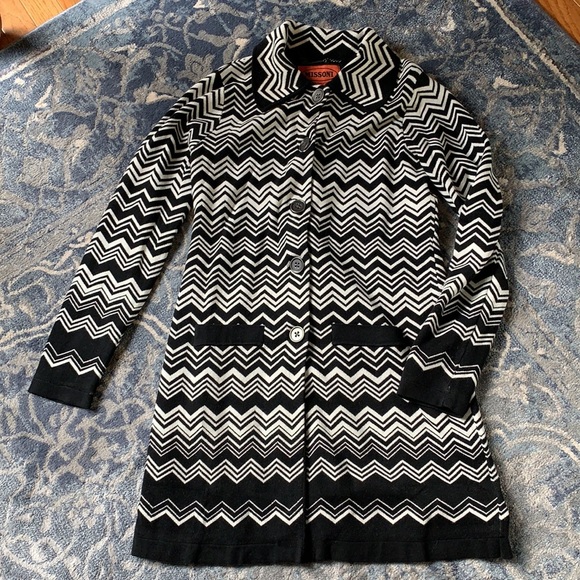 MISSONI New black white fall winter coat XS 2 4 - Picture 2 of 10